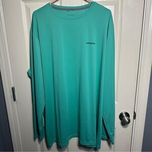 Men’s Patagonia Long-Sleeve Capilene Cool Crew in Teal Green, size 3X